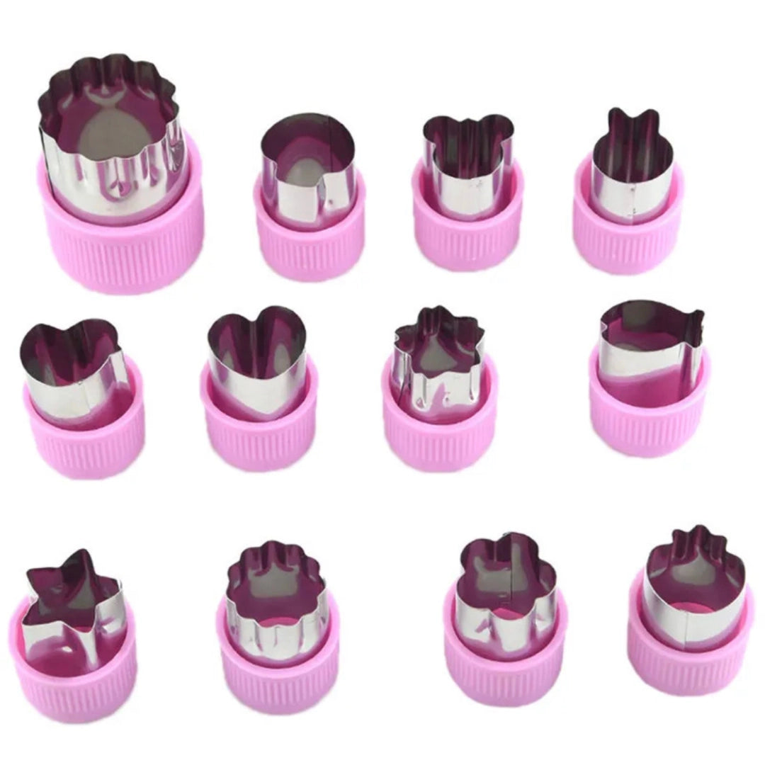 Fruit & Veggie Cutters - 12 Piece Set | Violet Pink