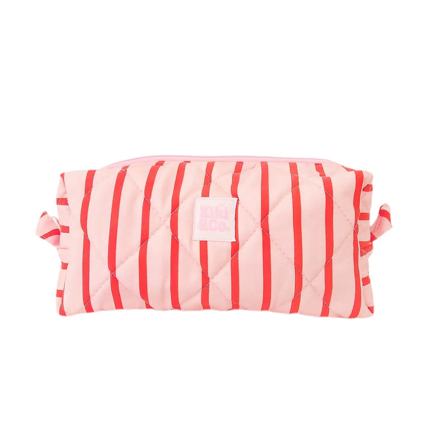Quilted Makeup Bag | Pink/Red Stripe