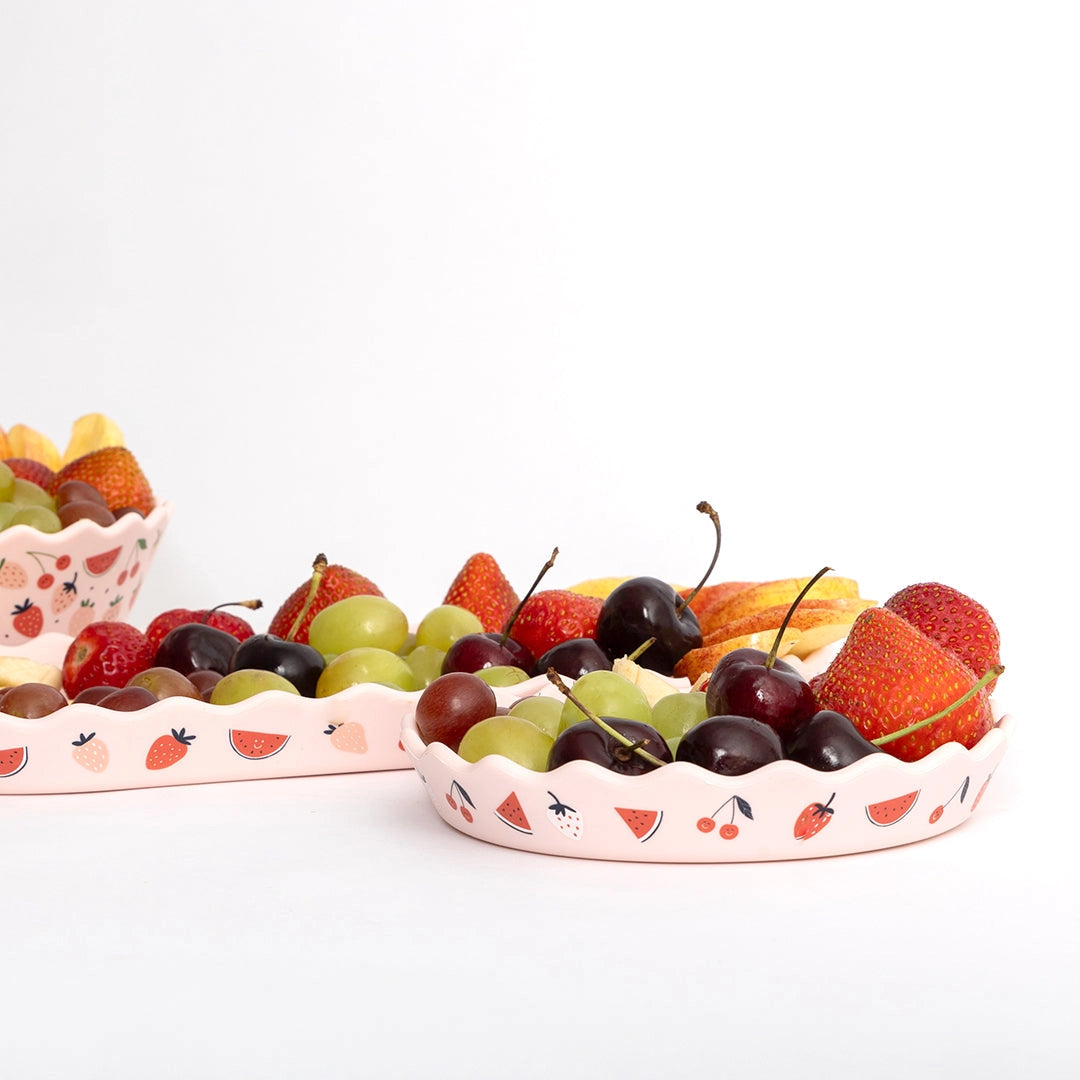 Bowl and Plate Set | Pink Fruits