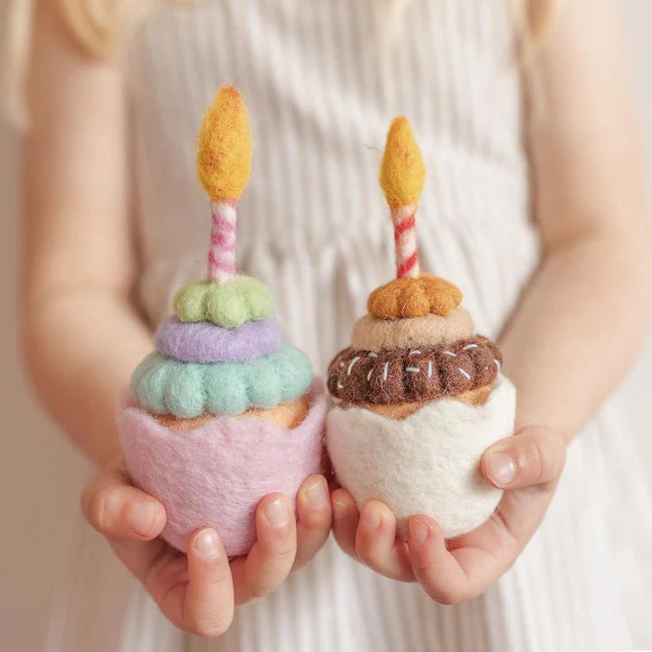 Chocolate Peanut Butter Birthday Wish Cupcake Felt Food - Juni Moon