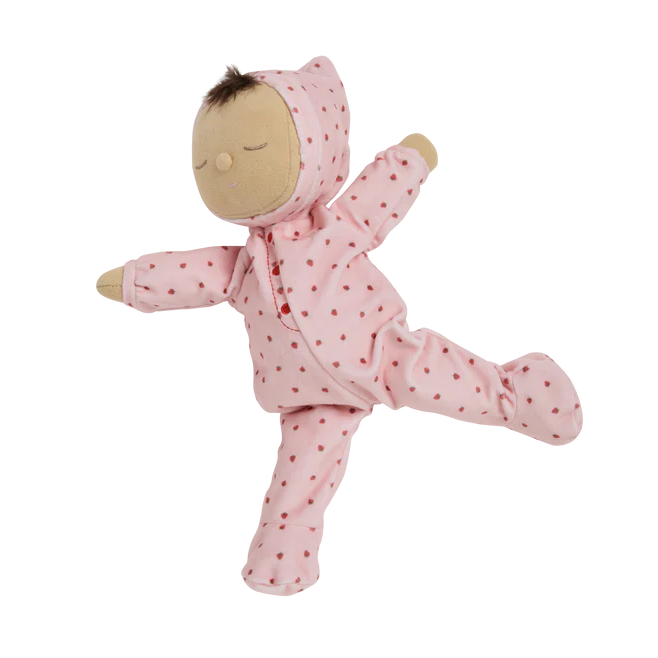 Baby doll strawberry print soft toy Dozy Dinkum Olli Ella