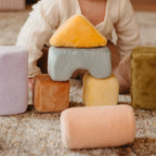 Little Lamb Kind stacking soft blocks set with plush pastel building shapes for babies and toddlers