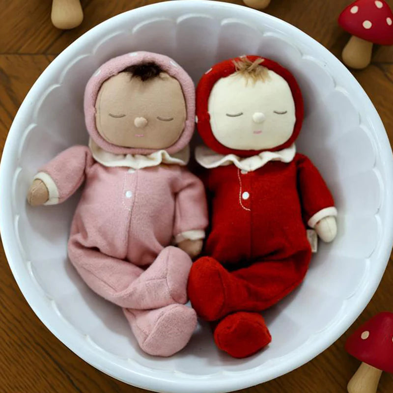 Olli Ella Dozy Dinkum Moppet doll in red with toadstool hood

