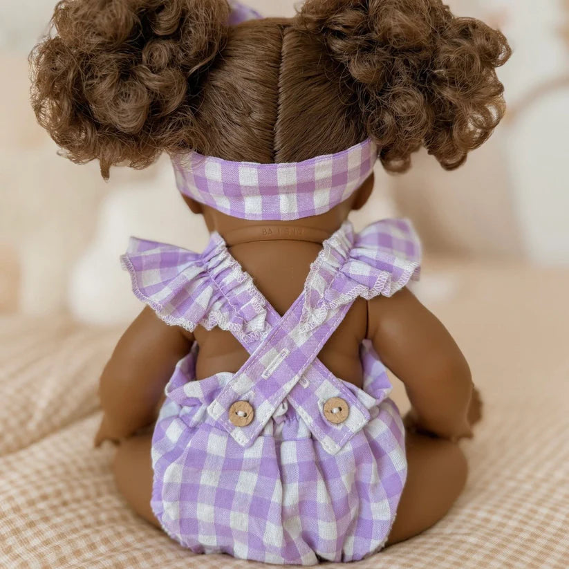 Lilac Gingham Dolls Romper & Bow Set - SALLI Collective
