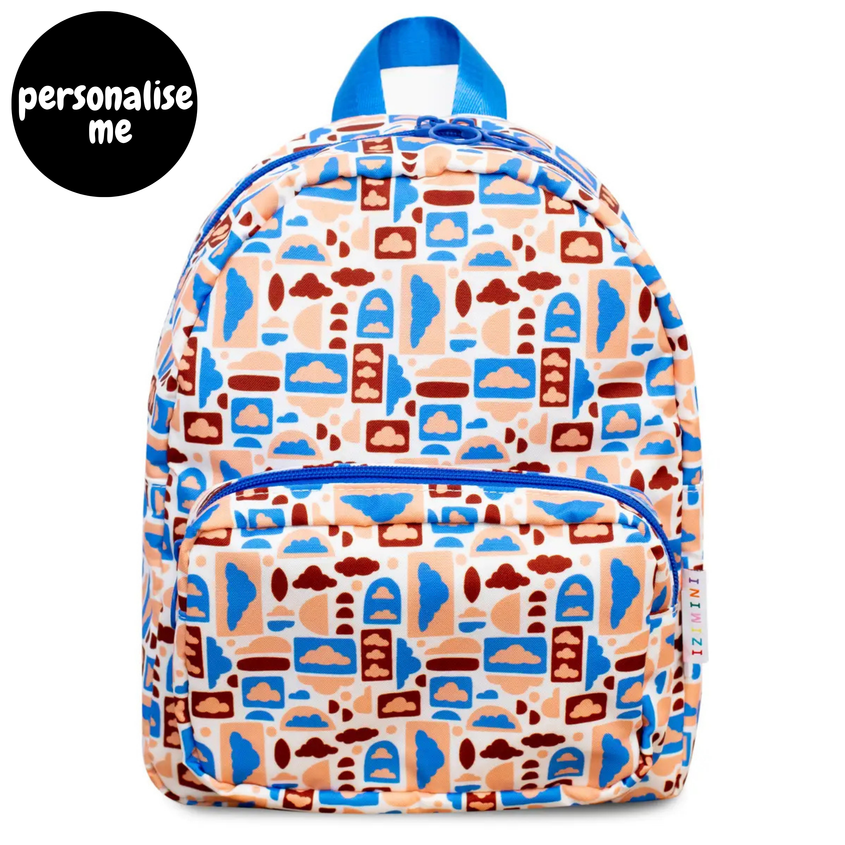 toddler backpacks, perfect for on the go and have matching accessories. can also be personalised with childs name. this print is sky