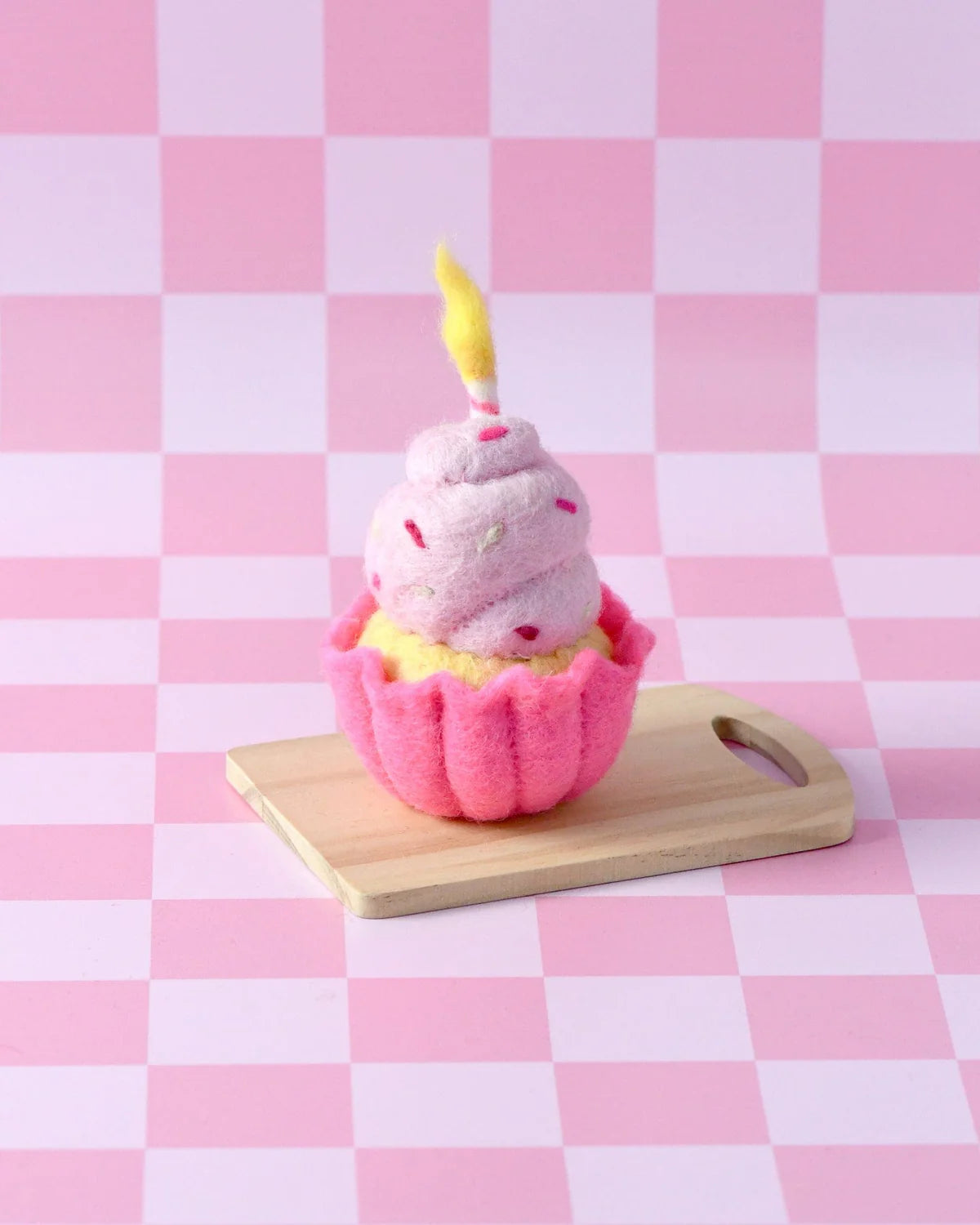 Giant Pink Vanilla Cupcake + Candle Felt Food - Tara Treasures