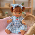 Blue Cherry Gingham Doll Dress & Bow Set - SALLI Collective