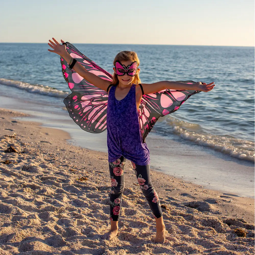 kids butterfly costume wings pink dress up