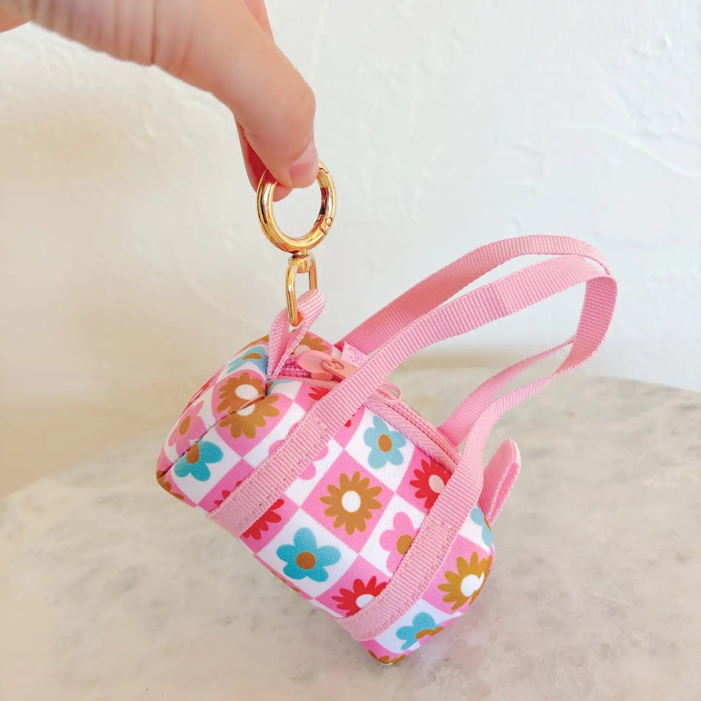 Bag Charm - Mini Purse | Checkered Floral
