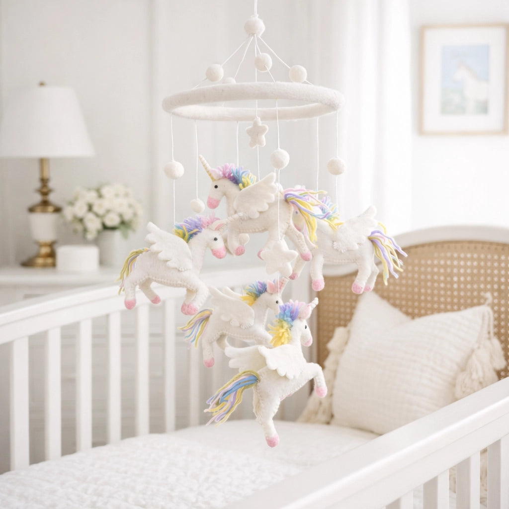 Unicorn Felt Baby Cot Mobile - Ganapati