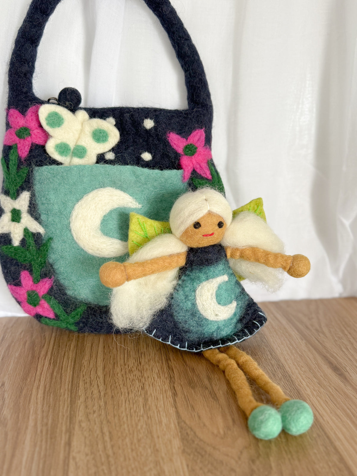 Luna Moon Felt Bag & Fairy - Himalayan Felt Co