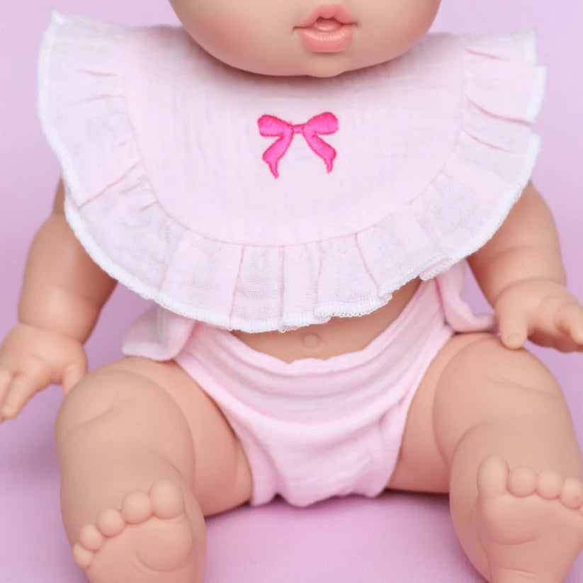 Blush Bow Doll Bib & Diaper Set - SALLI Collective