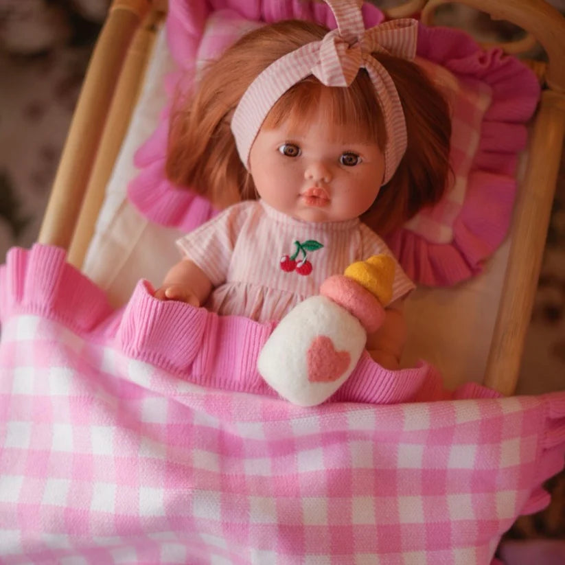Pink Gingham Doll Bedding Set - SALLI Collective