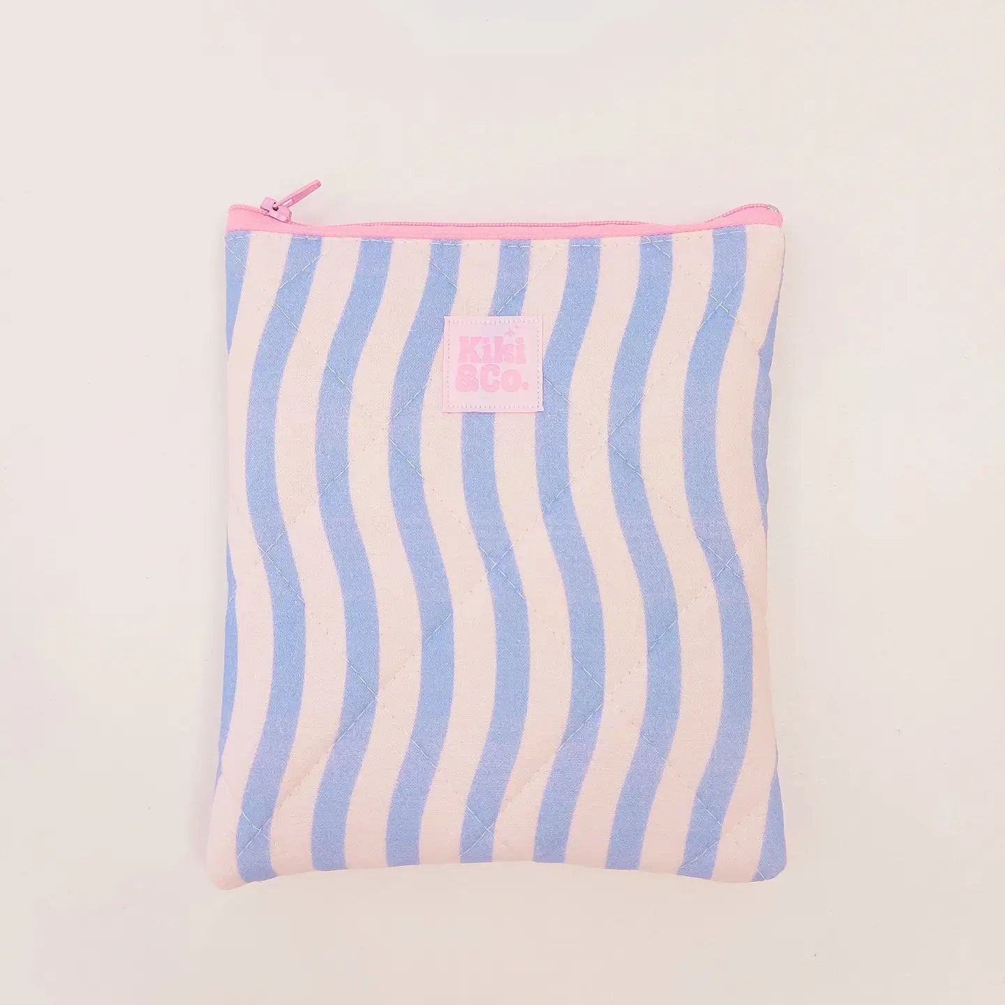 Quilted eReader Sleeve | Blue Wavy Stripes