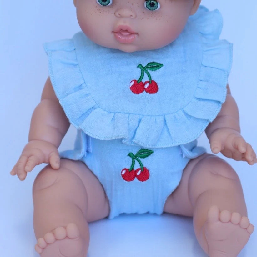 Cherry Dolls Frilled Bib & Diaper Set - SALLI Collective