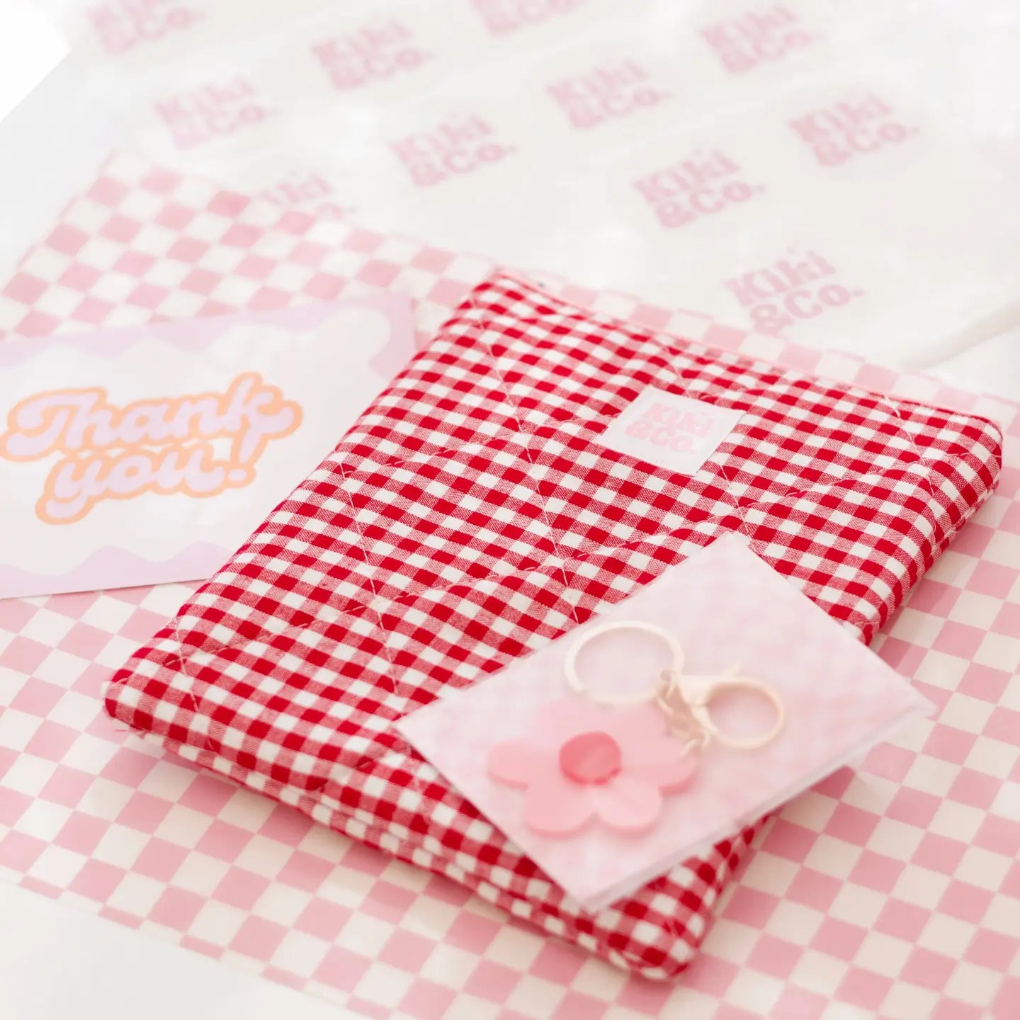 Quilted eReader Sleeve | Red Gingham