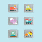 Transport themed sensory cubes for bath time and imaginative play
