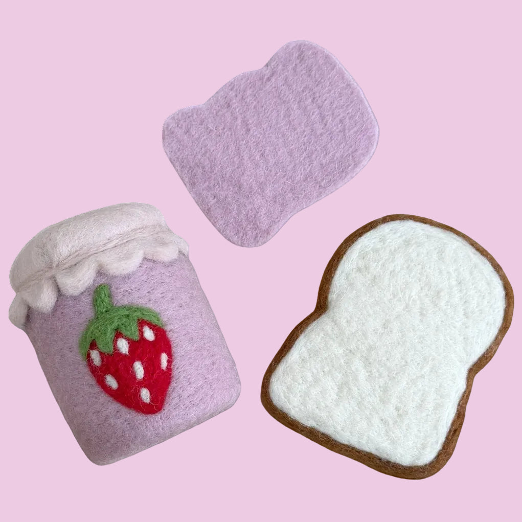 Strawberry Jam Jar & Toast Felt Food Set - Playtisserie