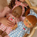 Blue Cherry Gingham Doll Dress & Bow Set - SALLI Collective