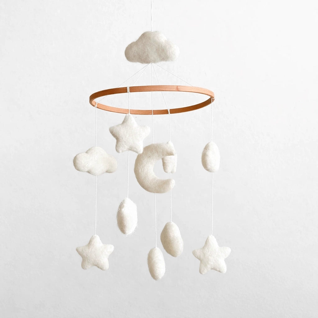 Moon & Stars Felt Baby Cot Mobile - Ganapati