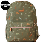 Fox & Fallow backpack for kids, perfect for school, daycare and everyday use. Spacious, practical and designed for little adventures. Personalisation of embroidery with name also available on bags in 2 placements. This print is dinos
