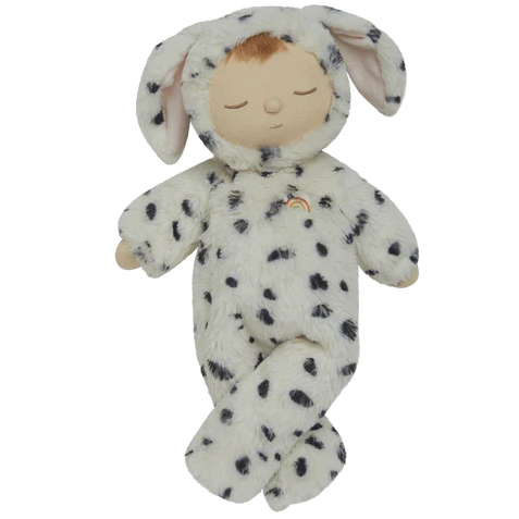 Domino Dog Cozy Dinkum doll Olli Ella black and white plush dog
