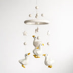 White Duck Felt Baby Cot Mobile - Ganapati