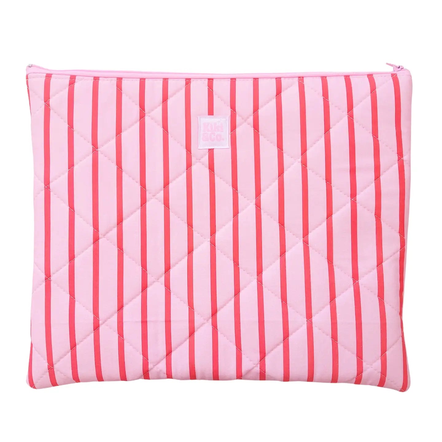 Quilted Laptop Sleeve | Pink/Red Stripes