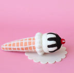 Dipped Chocolate Cherry Ice-Cream Cone Felt Food - Juni Moon