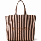 Fox & Fallow striped canvas tote bag large weekend beach bag