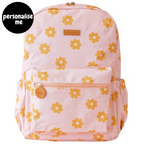 Fox & Fallow backpack for kids, perfect for school, daycare and everyday use. Spacious, practical and designed for little adventures. Personalisation of embroidery with name also available on bags in 2 placements. This print is daisy chain
