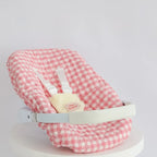 Pink Gingham Baby Dolls Car Seat Capsule by tiny harlow that is empty