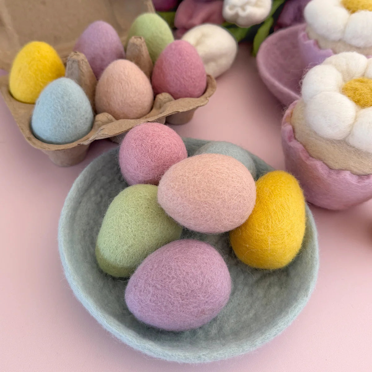 Carton of Pastel Eggs Felt Food  - Playtisserie