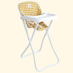 mustard gingham highchair for dolls made by tiny harlow