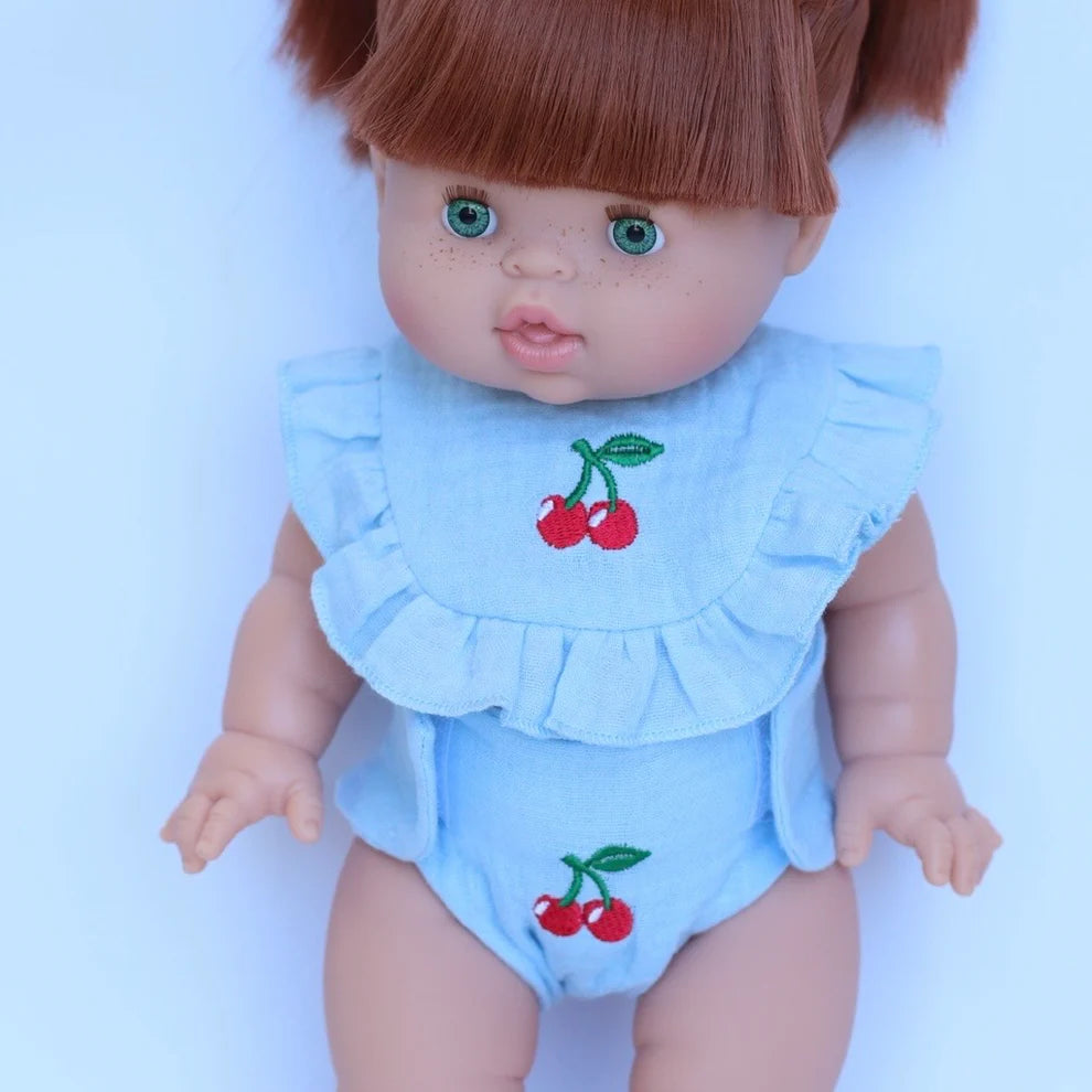 Cherry Dolls Frilled Bib & Diaper Set - SALLI Collective