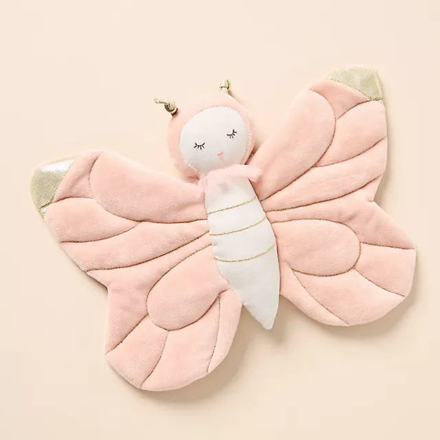 Mon Ami butterfly soft toy featuring embroidered facial details and gold accents