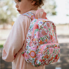 child wearing toddler backpacks, perfect for on the go and have matching accessories. can also be personalised with childs name. this print is paloma