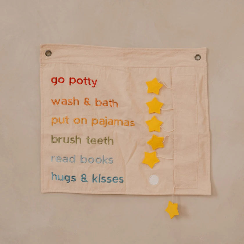 fabric wall chart bedtime routine kids