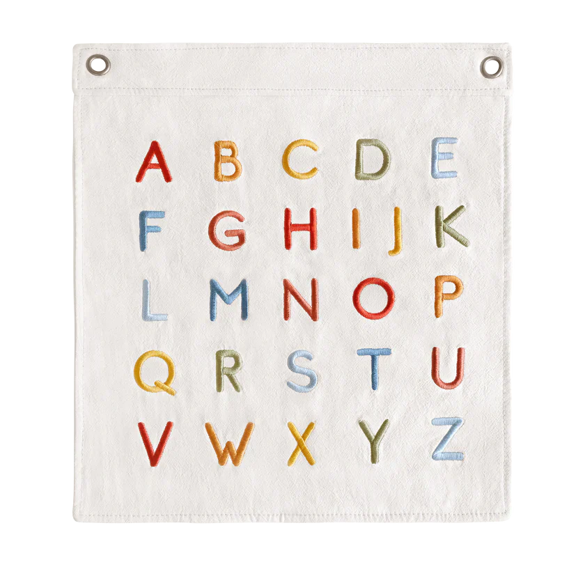 Alphabet learning wall hanging for nursery or playroom