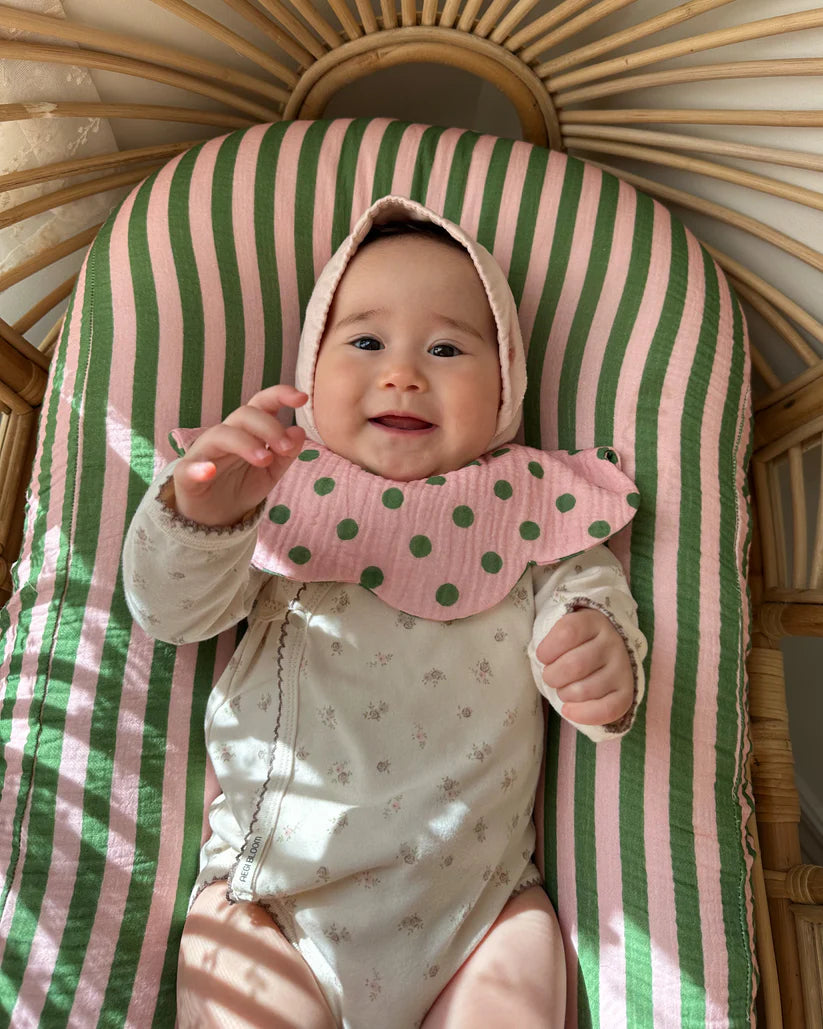 Strawberry Matcha Organic Muslin Fitted Sheet - Aegi Bloom