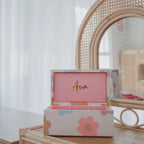 children’s jewellery storage box with daisy print design