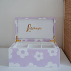 kids jewellery box in lilac with compartments and ring holder