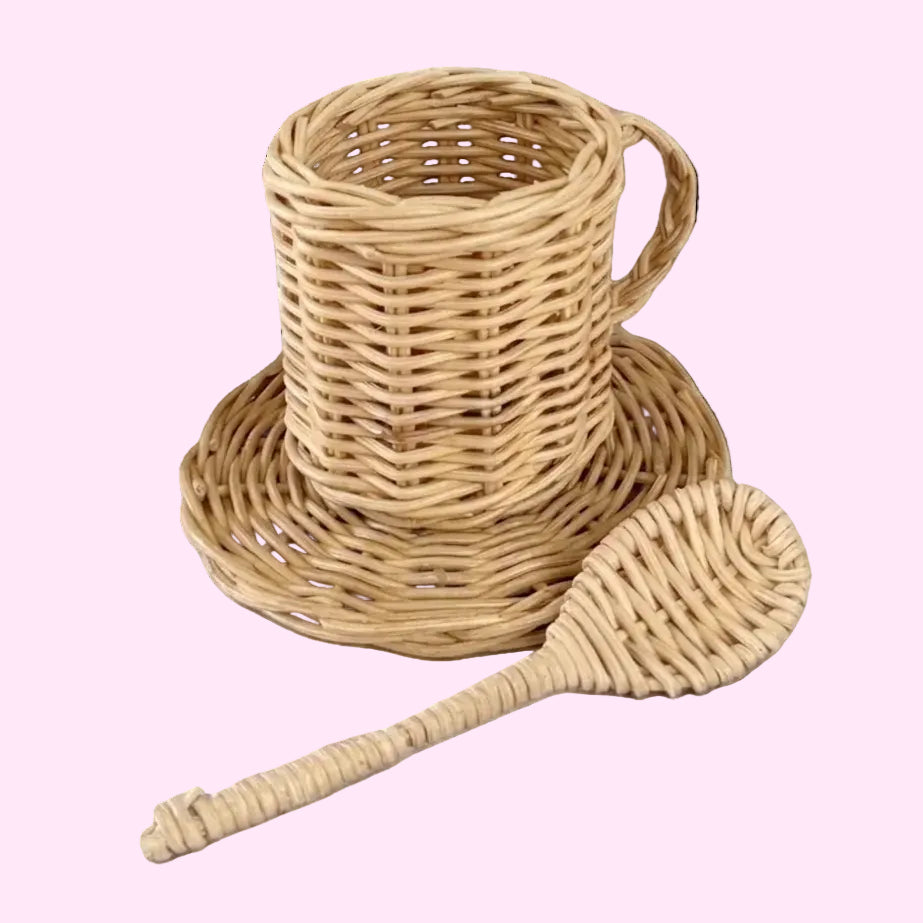 Rattan Teacup & Saucer Set - Playtisserie