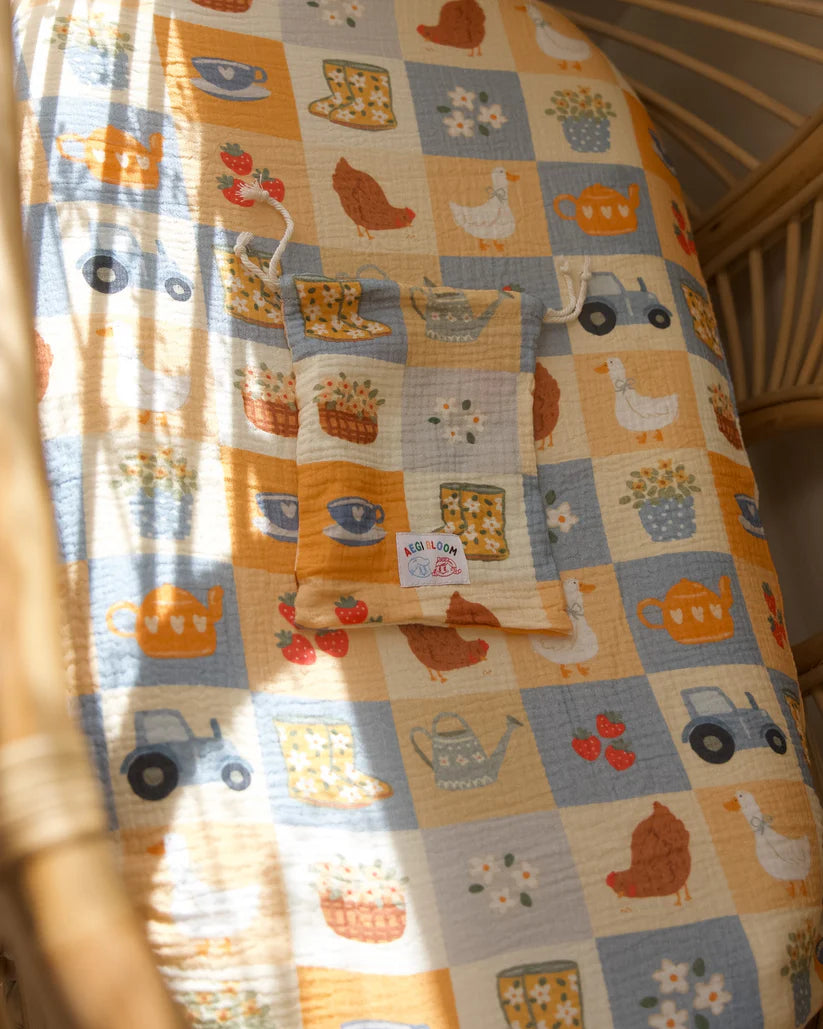 Bloom Barn Organic Muslin Fitted Sheet - Aegi Bloom