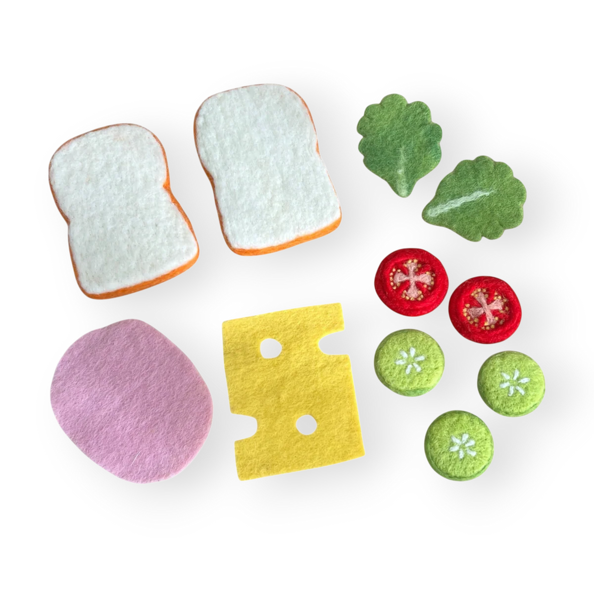 Ham, Cheese & Salad Sandwich Felt Food Set - Playtisserie