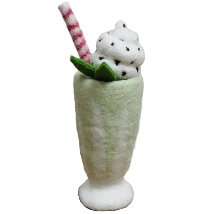 felt choc mint milkshake toy handmade wool pretend play drink diner Juni Moon
