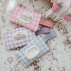 Purple Gingham Doll Pouch & Wipes Set - SALLI Collective