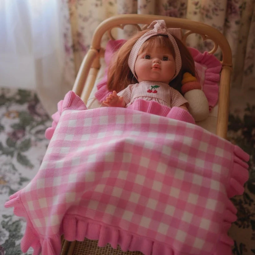 Pink Gingham Doll Bedding Set - SALLI Collective
