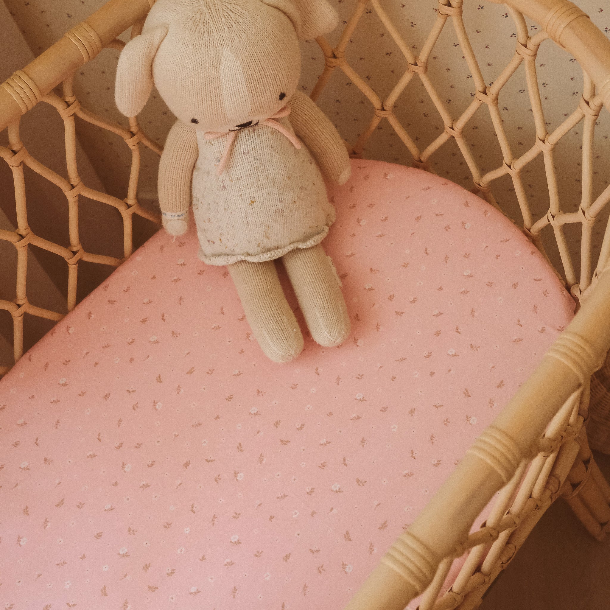 Organic Fitted Bassinet Sheet/Change Pad Cover | Dusty Roses