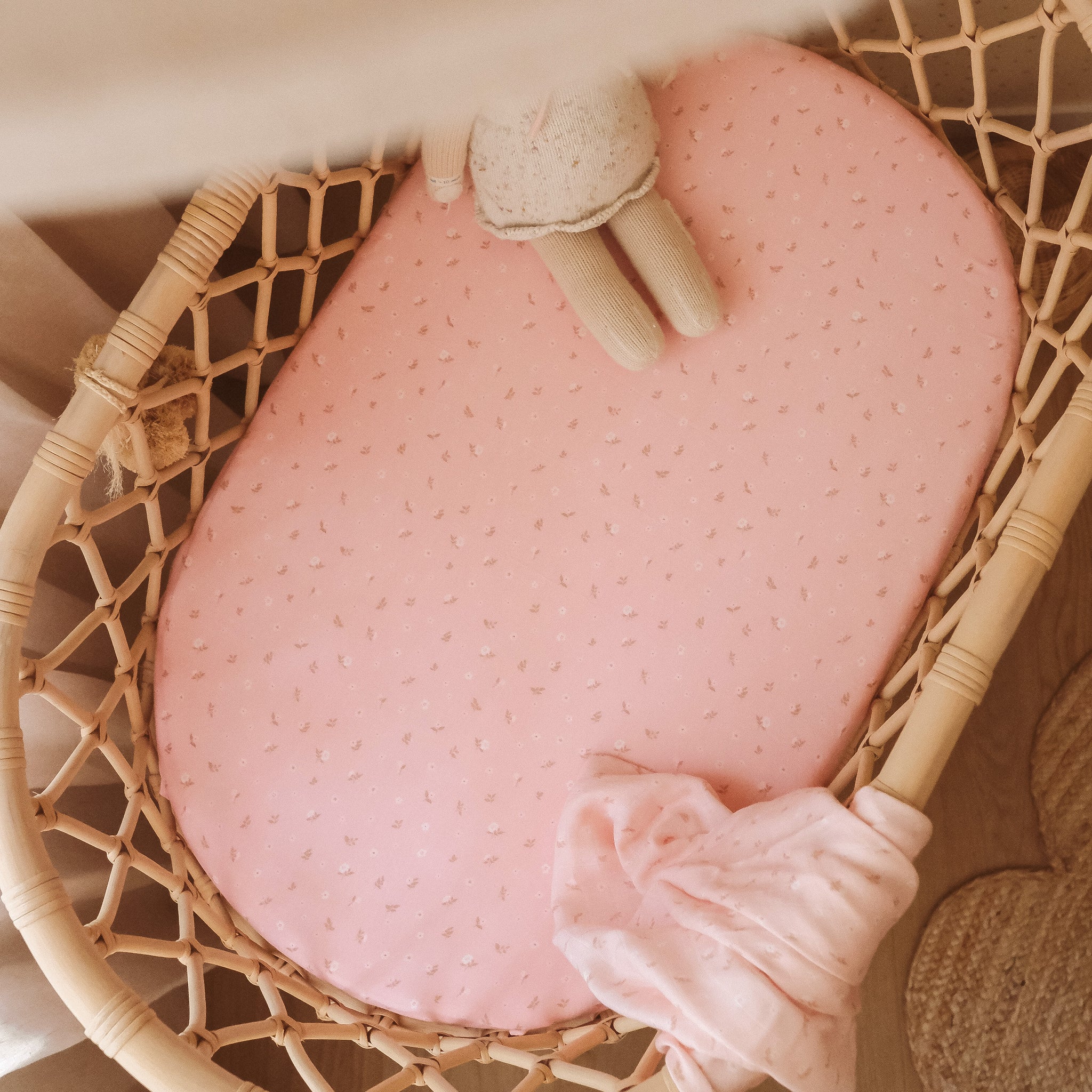 Organic Fitted Bassinet Sheet/Change Pad Cover | Dusty Roses